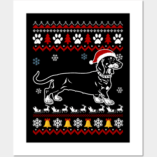 Christmas Weiner Daschund T-shirt Doxie in Dog Dress Posters and Art